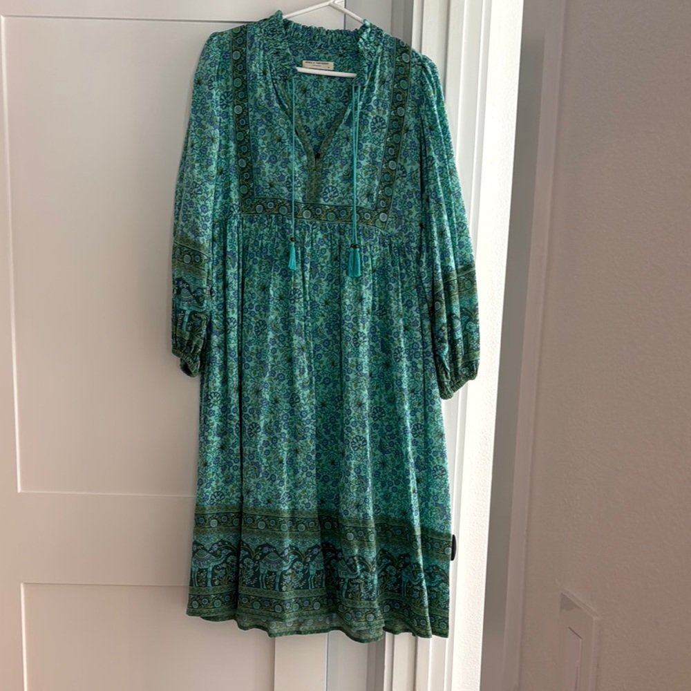 Spell Green Bishop Sleeve Sundress